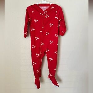 Carter's Red Hooded Heart-Print Footed Onsie